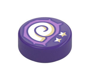 LEGO Dark Purple Tile 1 x 1 Round with Snail Shell and Star (35380 / 106546)