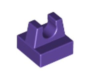 LEGO Dunkelviolett Fliese 1 x 1 mit Clip (Kein Schnitt in der Mitte) (2555 / 12825)