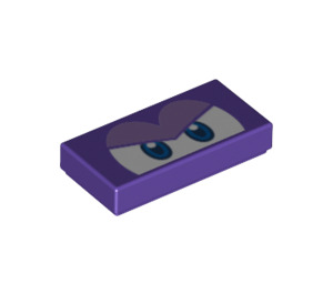 LEGO Dunkelviolett Fliese 1 x 2 mit Angry Augen mit Nut (3069 / 76904)
