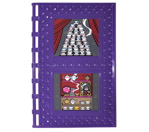 LEGO Dark Purple Tile 10 x 16 with Studs on Edges with Board with Teacups and Pots Sticker (69934)