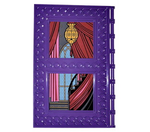 LEGO Dark Purple Tile 10 x 16 with Studs on Edges with Hogwarts Crest with Window with Curtains Sticker (69934)