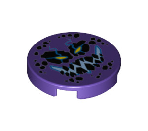 LEGO Dark Purple Tile 2 x 2 Round with Black Rock Monster with Bottom Stud Holder (14769 / 33547)