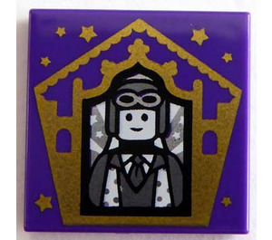 LEGO Donkerpaars Tegel 2 x 2 met Chocolate Kikker Card Jocunda Sykes met groef (3068)
