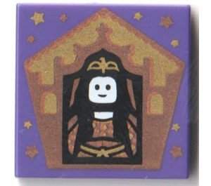 LEGO Donkerpaars Tegel 2 x 2 met Chocolate Kikker Card Rowena Ravenclaw Patroon met groef (3068)