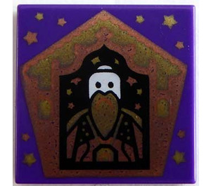 LEGO Dark Purple Tile 2 x 2 with Chocolate Frog Card Salazar Slytherin with Groove (3068)