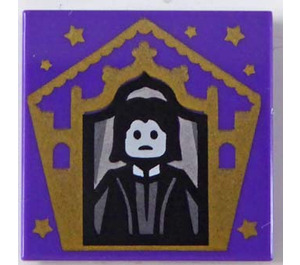 LEGO Dark Purple Tile 2 x 2 with Chocolate Frog Card Severus Snape with Groove