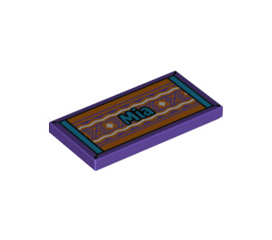 LEGO Dark Purple Tile 2 x 4 with "Mia" on Folk Carpet (56593 / 87079)