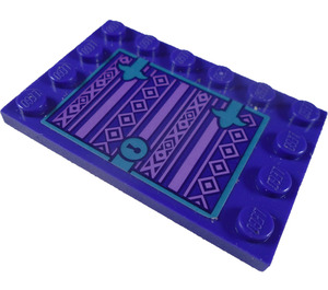 LEGO Dark Purple Tile 4 x 6 with Studs on 3 Edges with Purple Book Cover with Lock Sticker (6180)