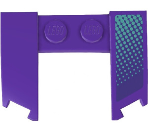 LEGO Dark Purple Wedge 3 x 4 x 0.7 with Cutout with Turquoise Spots (Left) Sticker (11291)