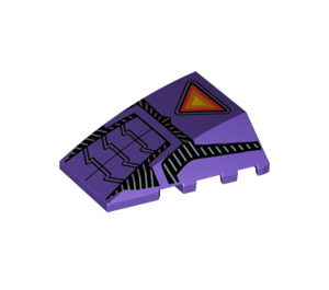 LEGO Dark Purple Wedge 4 x 4 Triple Curved without Studs with Orange Triangle, Silver Stripes (18032 / 47753)