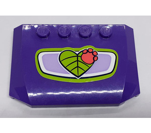 LEGO Dark Purple Wedge 4 x 6 Curved with Green Leaf and Paw Motif Sticker (52031)