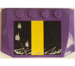 LEGO Dark Purple Wedge 4 x 6 Curved with Yellow Stripe Sticker (52031)