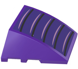 LEGO Dark Purple Wedge Curved 3 x 4 Triple with Black and Light Purple Lines Sticker