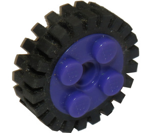 LEGO Dark Purple Wheel Rim 10 x 17.4 with 4 Studs and Technic Peghole with Narrow Tire 24 x 7 with Ridges Inside