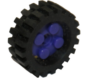 LEGO Dark Purple Wheel Rim 10 x 17.4 with 4 Studs and Technic Peghole with Tire 30 x 10.5 with Ridges Inside