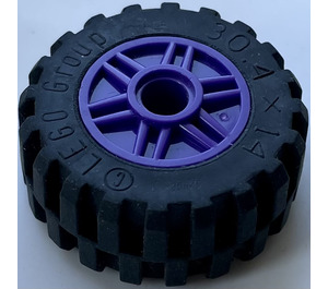 LEGO Dark Purple Wheel Rim Ø18 x 14 with Pin Hole with Tire Ø 30.4 x 14 with Offset Tread Pattern and Band around Center