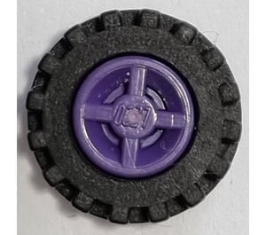 LEGO Dunkles Violett Wheel Rim Ø8 x 6.4 without Side Notch with Tire Ø15 X 6mm with Offset Tread Band Around Center of Tread