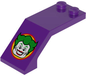 LEGO Donkerpaars Voorruit 2 x 5 x 1.3 met The Joker Sticker (6070)