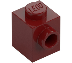 LEGO Dunkelrot Stein 1 x 1 mit Noppe auf Ein(e) Seite (87087)