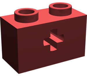 LEGO Rouge foncé Brique 1 x 2 avec Essieu Trou (ouverture '+' et support de goujon inférieur) (32064)