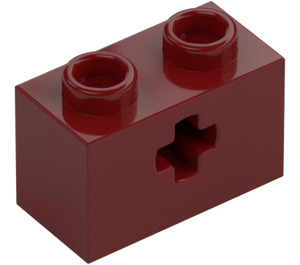 LEGO Rosso scuro Mattoncino 1 x 2 con Foro dell'asse ('+' apertura e tubo inferiore) (31493 / 32064)