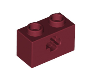 LEGO Donkerrood Steen 1 x 2 met As Gat ('X'-opening) (32064)