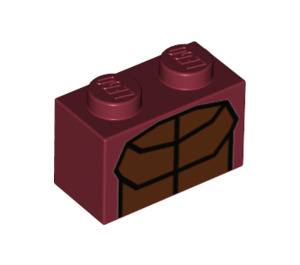 LEGO Dark Red Brick 1 x 2 with brown pocket pouch with Bottom Tube (3004 / 36749)