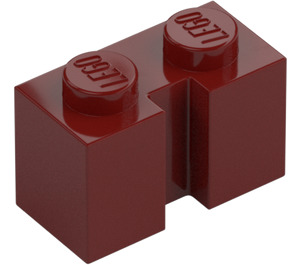 LEGO Tmavě červená Kostka 1 x 2 s drážkou (4216)