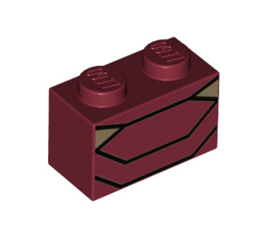 LEGO Dark Red Brick 1 x 2 with iron man torso with Bottom Tube (3004 / 38573)