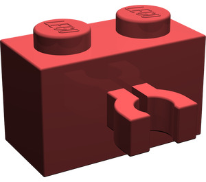 LEGO Dunkelrot Backstein 1 x 2 mit Vertikale Clip (Lücke im Clip) (30237)