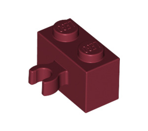 LEGO Dunkelrot Backstein 1 x 2 mit Vertikale Clip (O-Clip öffnen) (42925 / 95820)