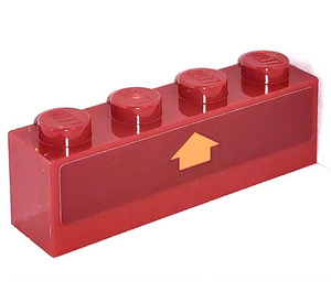 LEGO Dark Red Brick 1 x 4 with ARROW orange  Sticker (3010)