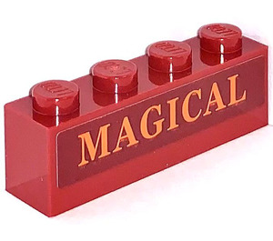 LEGO Donkerrood Steen 1 x 4 met 'MAGICAL'  Sticker (3010)