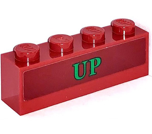 LEGO Dark Red Brick 1 x 4 with 'UP' green Sticker (3010)