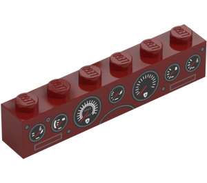 LEGO Tmavě červená Kostka 1 x 6 s Diashboard Dials (3009)