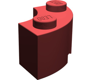 LEGO Rouge foncé Brique 2 x 2 Rond Coin avec encoche de tenon et dessous normal (3063 / 45417)