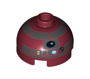 LEGO Dark Red Brick 2 x 2 Round with Dome Top with Silver Band and Blue Dot and Tan Buttons (Hollow Stud, Axle Holder) (18841 / 25585)