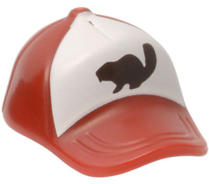 LEGO Dark Red Cap with Short Curved Bill with Beaver (93219 / 97237)