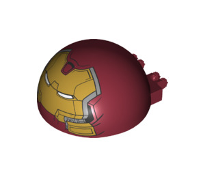 LEGO Tmavě červená Dome 6 x 6 x 3 s Závěs Cvočky s Hulkbuster Hlava (38629 / 50747)