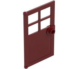 LEGO Dark Red Door 1 x 4 x 6 with 4 Panes and Stud Handle (60623)