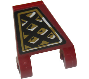 LEGO Donkerrood Vlag 2 x 2 Hoekig met Zwart en Gold Diamonds (Links Kant) Sticker zonder uitlopende rand (44676)