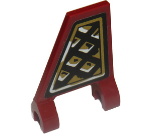 LEGO Rouge Foncé Drapeau 2 x 2 Incliné avec Noir et Gold Diamonds (Droite Côté) Autocollant sans bord évasé (44676)