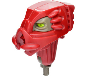 LEGO Dark Red Galidor Head Gorm with Dark Gray Face, Lime and Red/Blue Eyes, and Dark Gray Pin