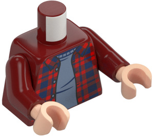 LEGO Mørkerød Harry Potter med Mørkerød Plaid Skjorte og Mørkebrun Ben Minifig Torso (973 / 76382)