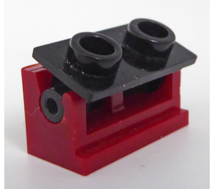 LEGO Donkerrood Scharnier Steen 1 x 2 met Zwart Top Plaat (3937 / 3938)