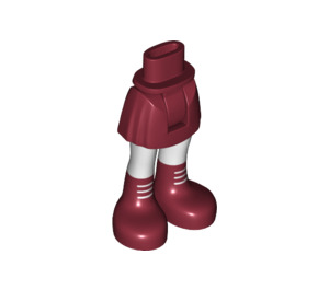 LEGO Rosso scuro Fianco con Basic Curvo Gonna con Rosso scuro Boots con Bianco Strisce con cerniera spessa (92820)