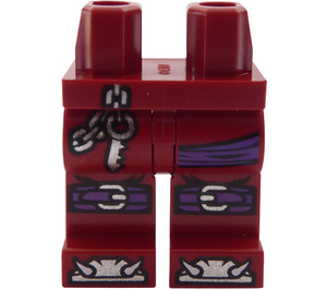 LEGO Rojo oscuro Caderas y piernas con Dark Morado Wraps y Plateado Toes (3815)