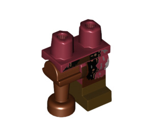 LEGO Dark Red Hips with Reddish Brown Peg Leg and Dark Red Left Leg, with Worn Clothing and Boot Decoration (23012)