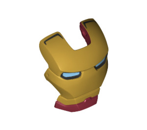 LEGO Mörkröd Iron Man Visir med Gold Ansikte och Bright Ljus Blå Ögon (37752)