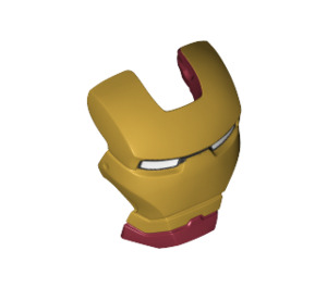 LEGO Mörkröd Iron Man Visir med Gold Ansikte och Vit Ögon (10539 / 14035)